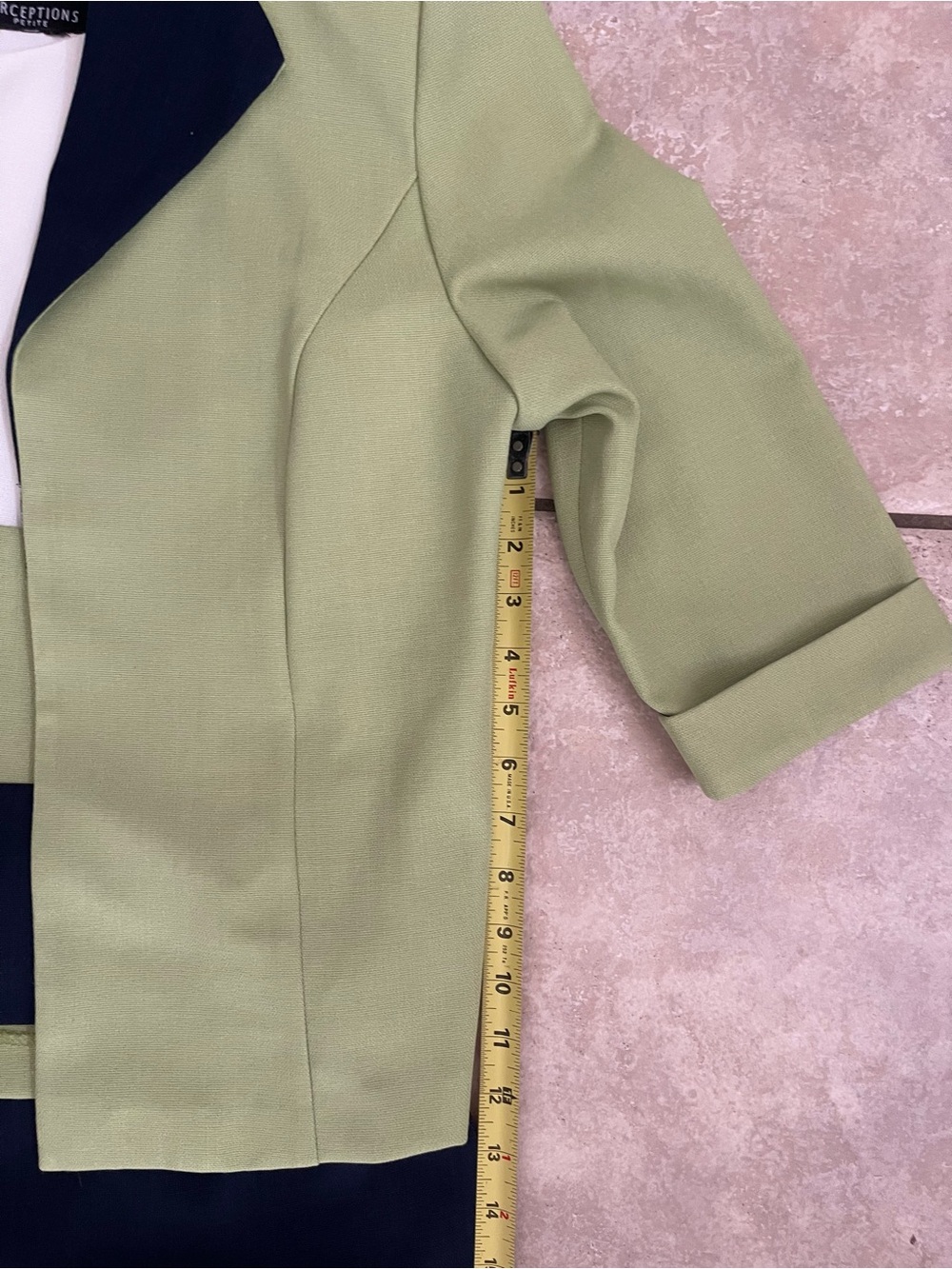 VTG Perceptions Lime Green, Navy, & White Three-Piece Pant Suit, Size 12P - Picture 5 of 16